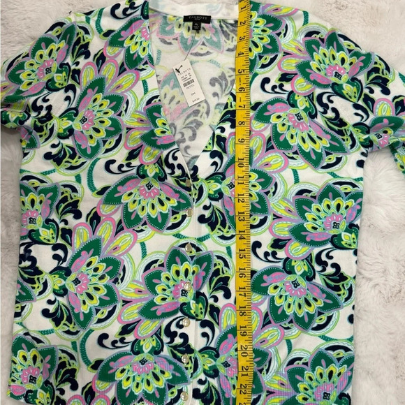 NWT TALBOTS KELLY BLOOMING PAISLEY FULL NEEDLE CARDIGAN Sz: Mp - Picture 6 of 11